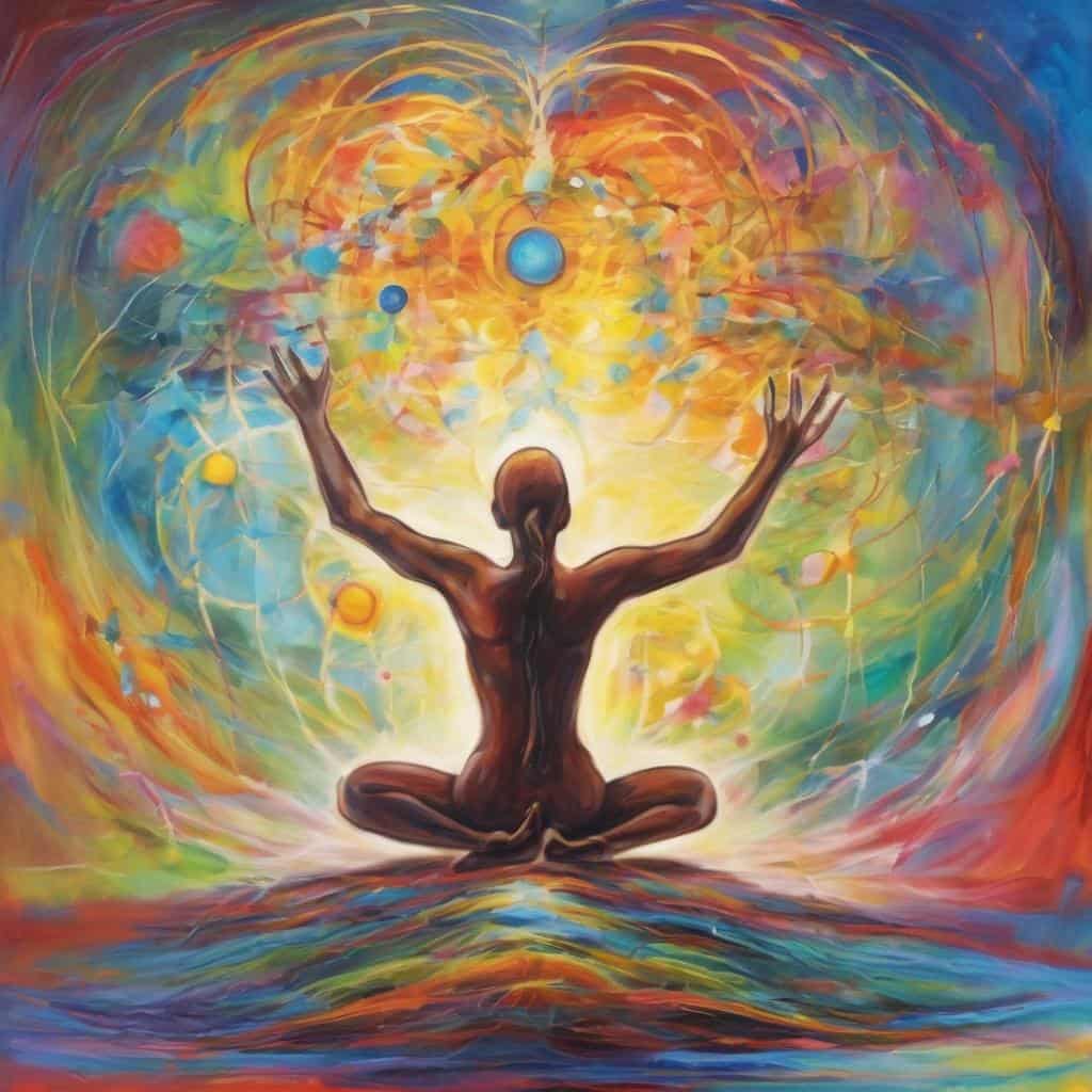 Ψυχική έμπνευση, ενέργεια και αποφασιστικότητα σε πολύχρωμες αναπαραστάσεις.