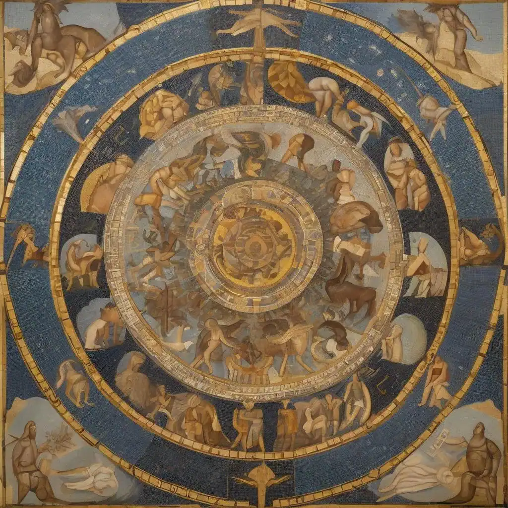 Detail of the Zodiac Mosaic from the Beth Alpha Synagogue – Byzantine Mosaics